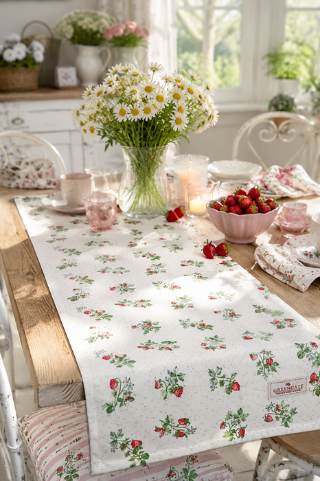 Runner Tavola Berry White GreenGate 45x140 cm
