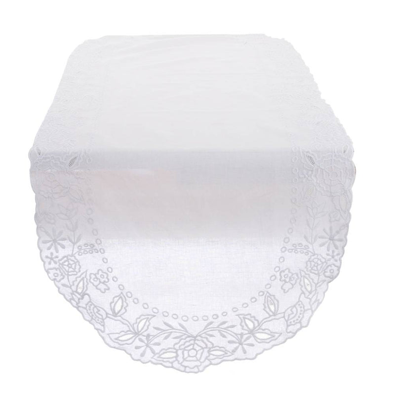 Runner Tavola Bianco Ricamato 45 cm x 140 cm Blanc Mariclò