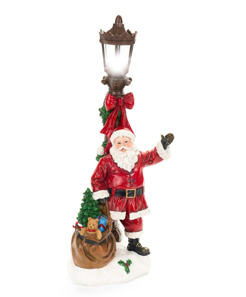 Babbo Natale con Lampione LED in Resina 38 cm – Nuvole di Stoffa