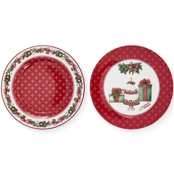 Set 2 Piatti Dolce Storia di Natale 19 cm Nuvole di Stoffa