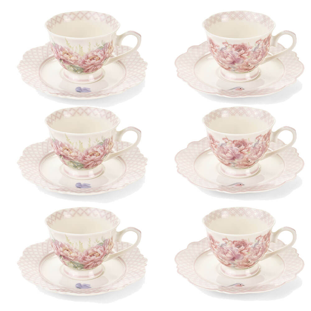 Set 6 Tazzine Caffè con Piattino Fiorirà 90 ml Nuvole di Stoffa