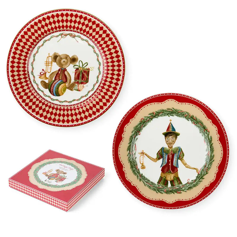 Set 2 Piatti Dolce e Frutta Natalizi Vintage Toys Ø 19 cm – Nuvole di Stoffa