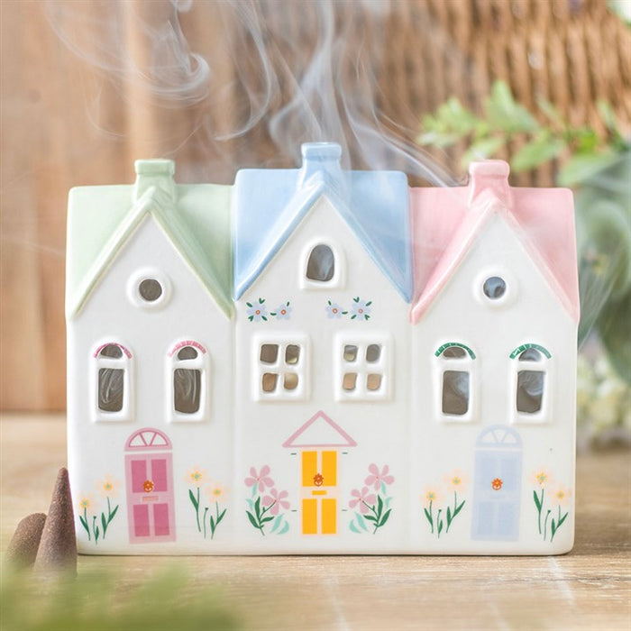 Houses Incense Burner and Candle Holder