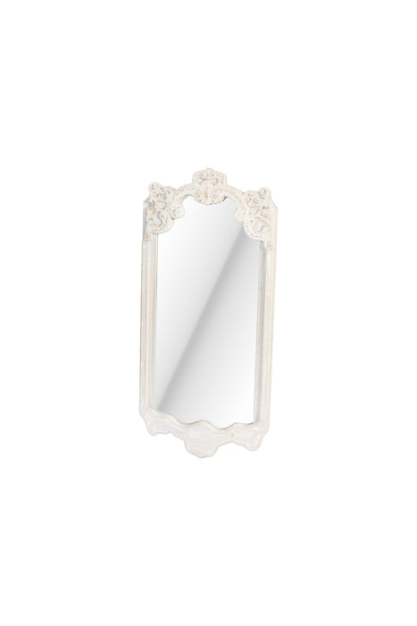 Specchio da Parete con Cornice in Legno Bianco Anticato Nuvole di Stoffa