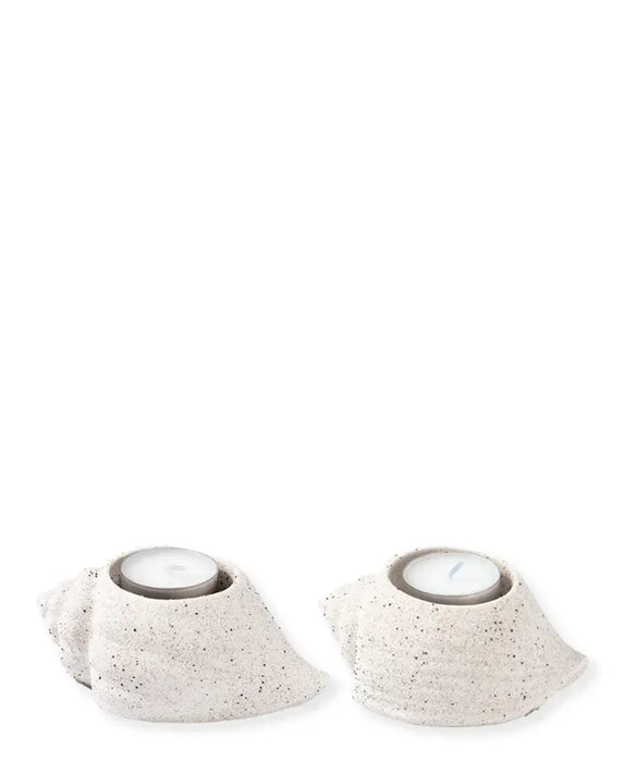 Set di 2 portacandela tealight a forma di conchiglia bianco