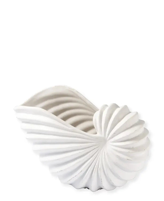 Vaso a forma di conchiglia bianco H 14 cm