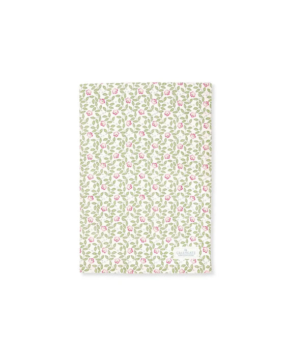 Strofinaccio in cotone con motivo floreale verde e rosa - Lotta white