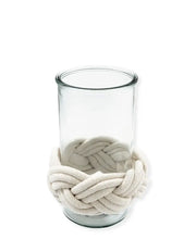 Portacandela in vetro con corda H 20 cm - Arredo Casa da Sogno