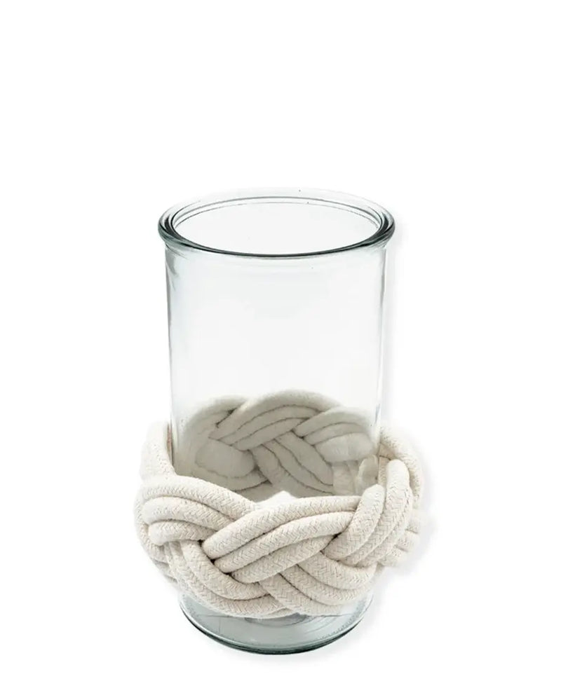 Portacandela in vetro con corda H 20 cm - Arredo Casa da Sogno
