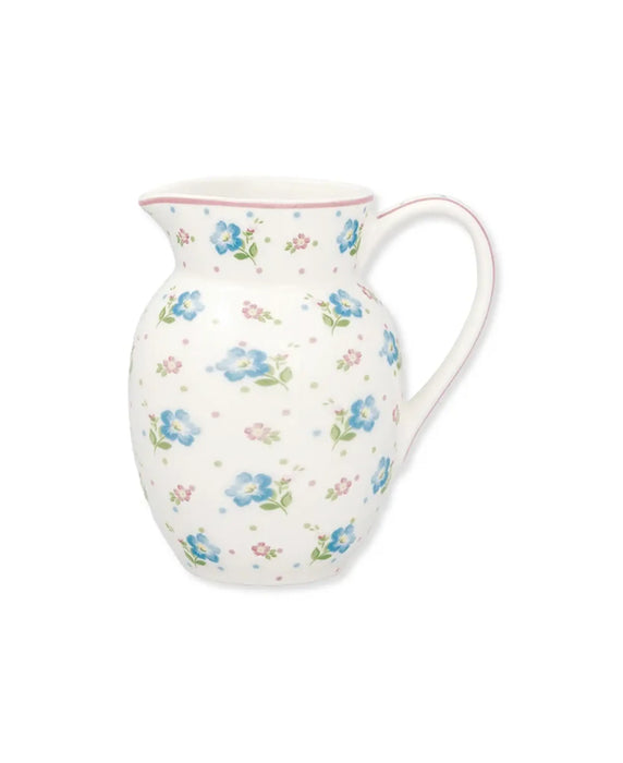 Brocca in ceramica con motivo floreale rosa e azzurro 0.5   - Rosalia