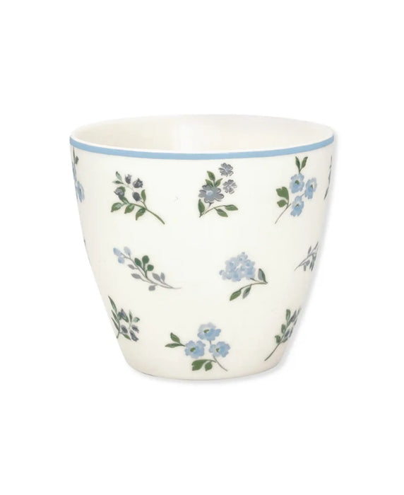 Tazza da latte in ceramica con fiori azzurro e grigio- Christina