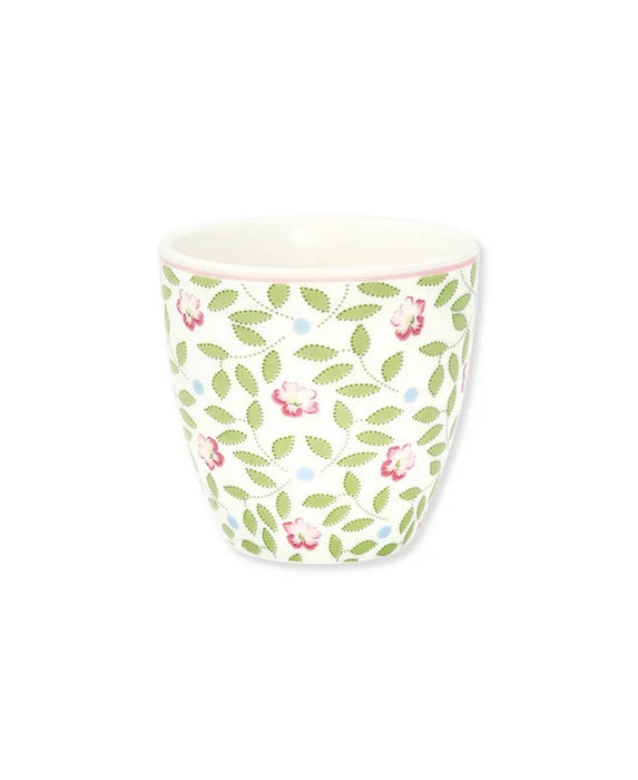 Mini tazza in ceramica con motivo floreale - Lotta white