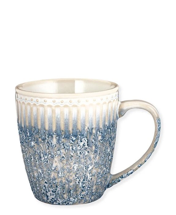 Tazza in ceramica con manico bianco e blu -ripple blue