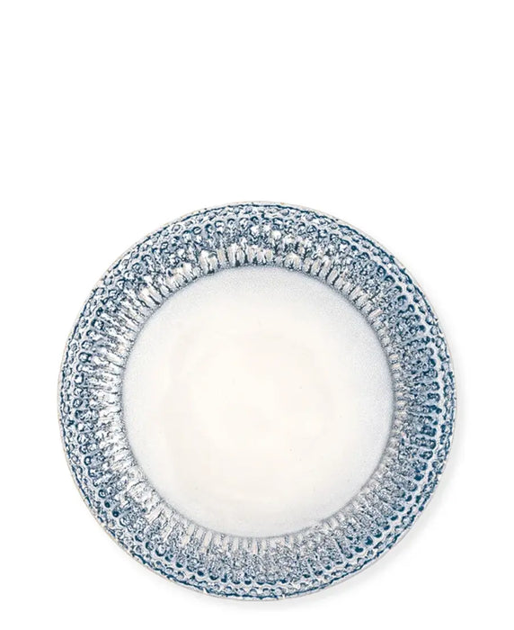 Piatto da dessert in ceramica bianco e blu -Ripple blue