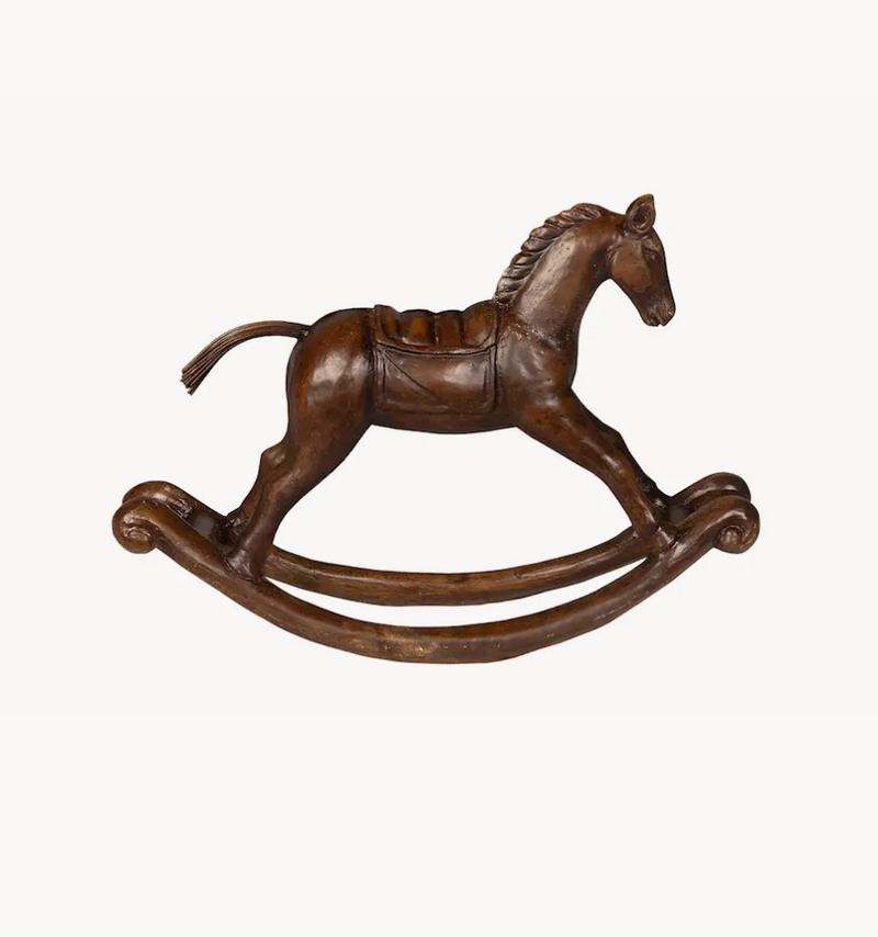 Cavallo a Dondolo Decorativo Antichizzato Marrone 29x8x21 cm