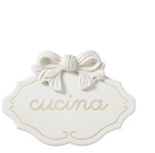 Targhetta Cucina con Fiocco in MDF 24x3x17 cm  Arte di Nacchi