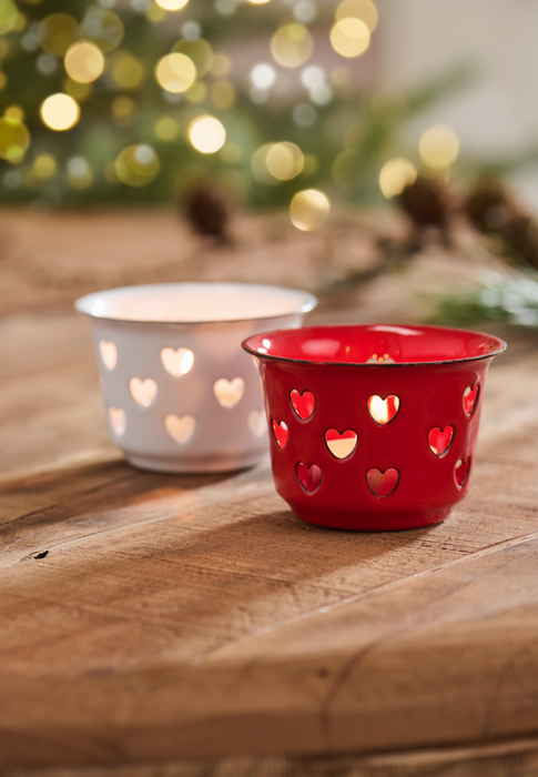 Porta tealight con cuori rosso Ib laursen