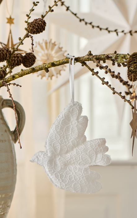 Colomba bianca in pizzo inglese da appendere Ib Laursen