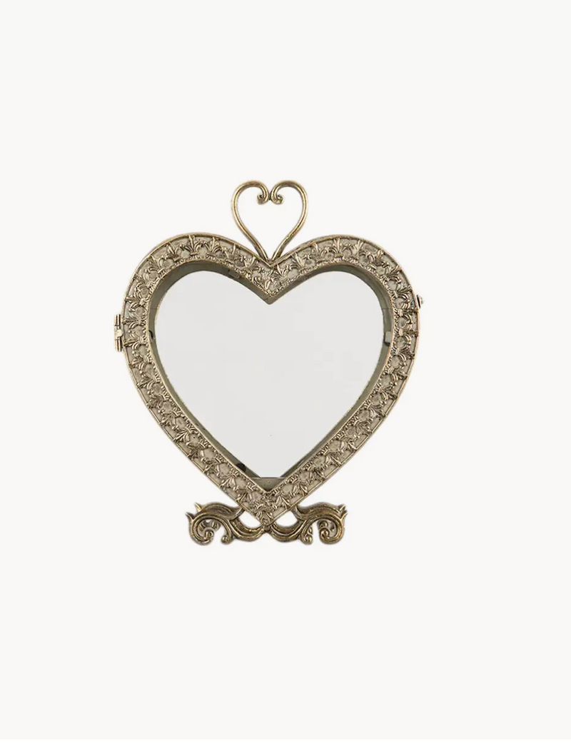 Lanterna Cuore in Ottone Anticato con Vetro 31x27x10 cm