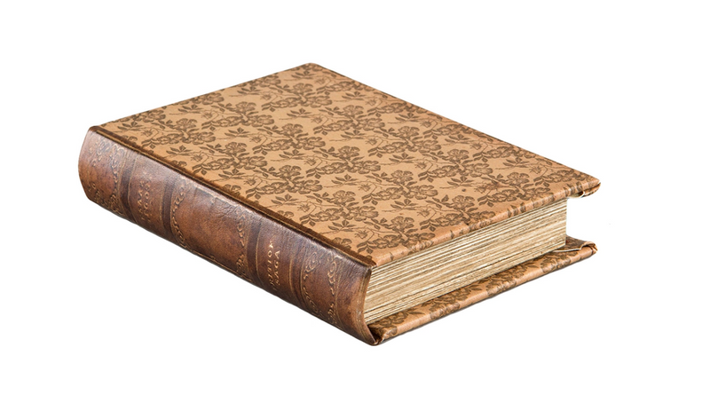 Scatola a forma di libro decorativo in MDF marrone e beige