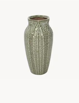 Vaso in ceramica verde con finitura sfumata