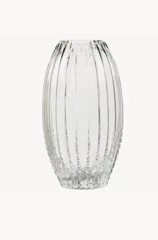 Vaso in vetro trasparente rigato 26 cm