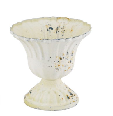 Coppa decorativa anticata in metallo avorio 12 x H11,4 cm
