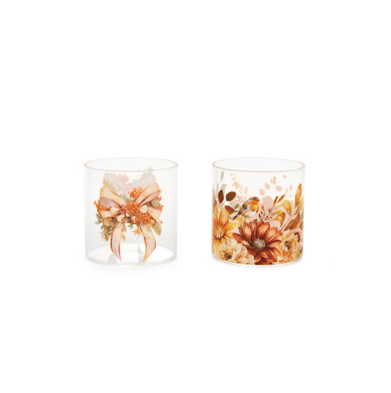 Set 6 bicchieri in vetro decorati con zucche