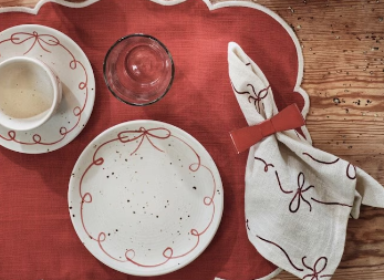 White and Red Bow Napkin