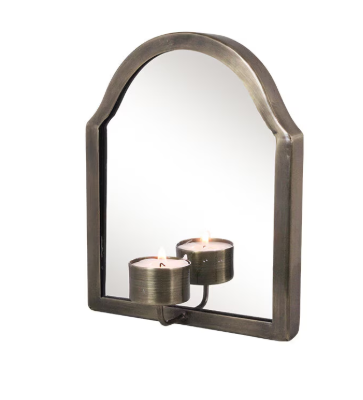 Specchio in Ottone con Portacandela