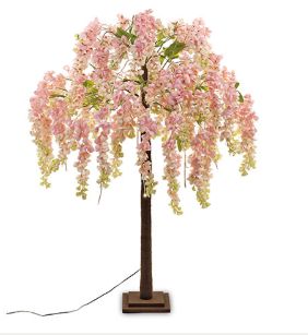 Albero di Glicine Rosa Artificiale con 78 LED H 120 cm
