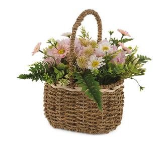 Cesto Decorativo con Ortensie e Margherite 27x20x30 cm