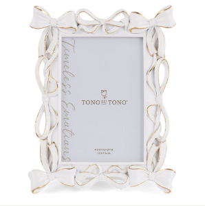 Cornice Decorativa con Fiocchi e Finiture Oro 16x21 cm