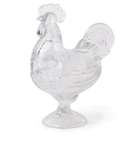 Contenitore Decorativo in Vetro a Forma di Gallina