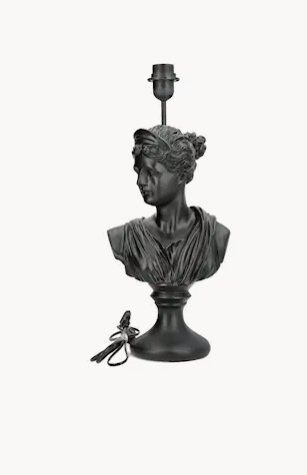 Lampada da Tavolo Busto Classico con Paralume in Tessuto Rigato