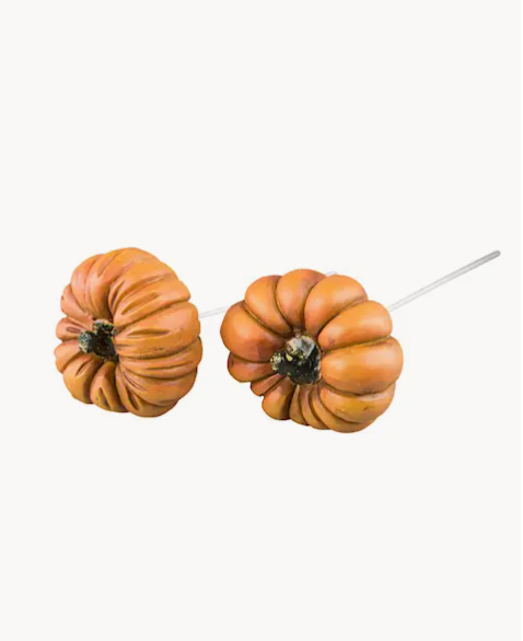 Pick con zucca decorativa arancione 6 cm – assortita
