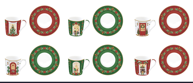 Set 6 Tazzine Caffè Espresso con Piattino Festive Avenue – Easy Life