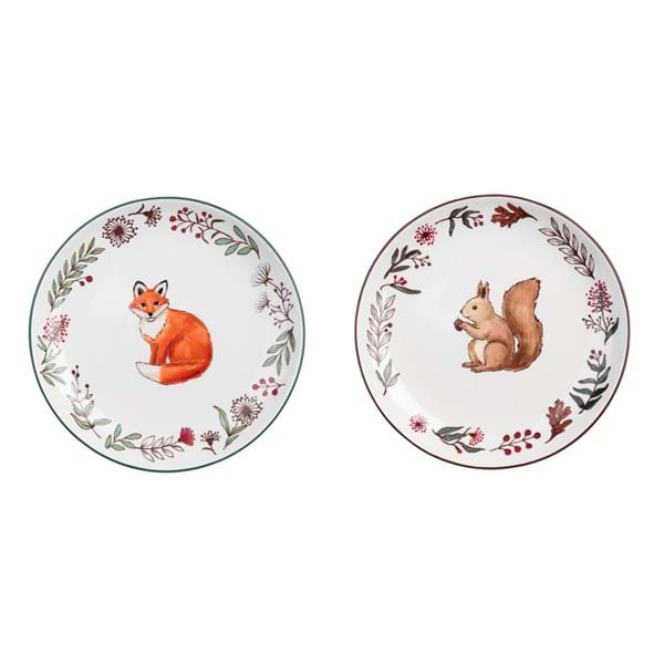 Set of 2 autumn dessert plates Viridarium Blanc Mariclò