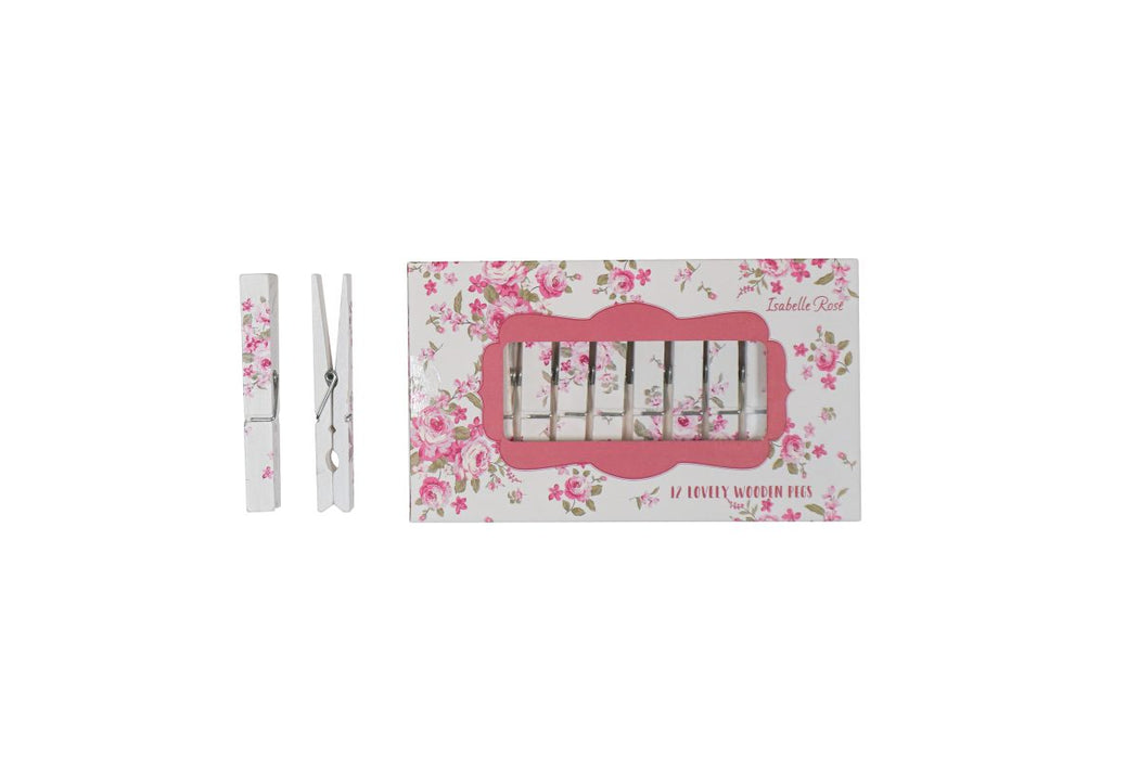 Set di 12 mollette in legno Bella Isabelle Rose