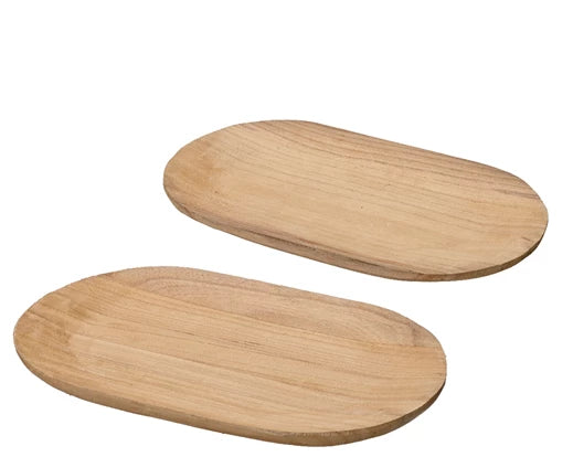 Set of 2 decorative wooden trays