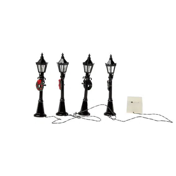 Set of 4 miniature street lamps