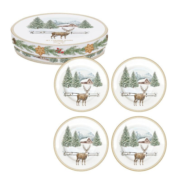 Set di 4 piatti dessert natalizi White Forest -Easy life