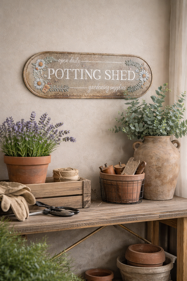 Targa in Metallo Vintage “Potting Shed” 76 cm