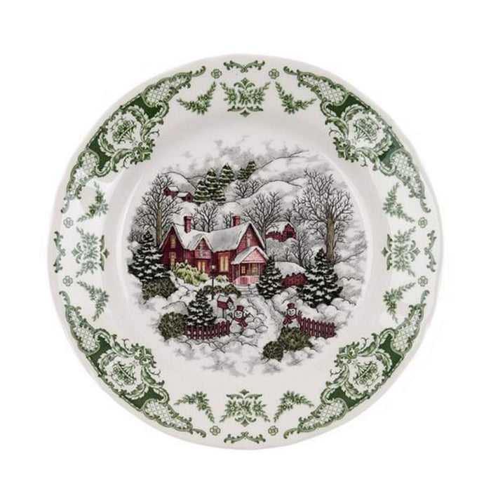 Sottopiatto in ceramica bianco e verde con motivo paesaggio - WINTER WONDERLAND