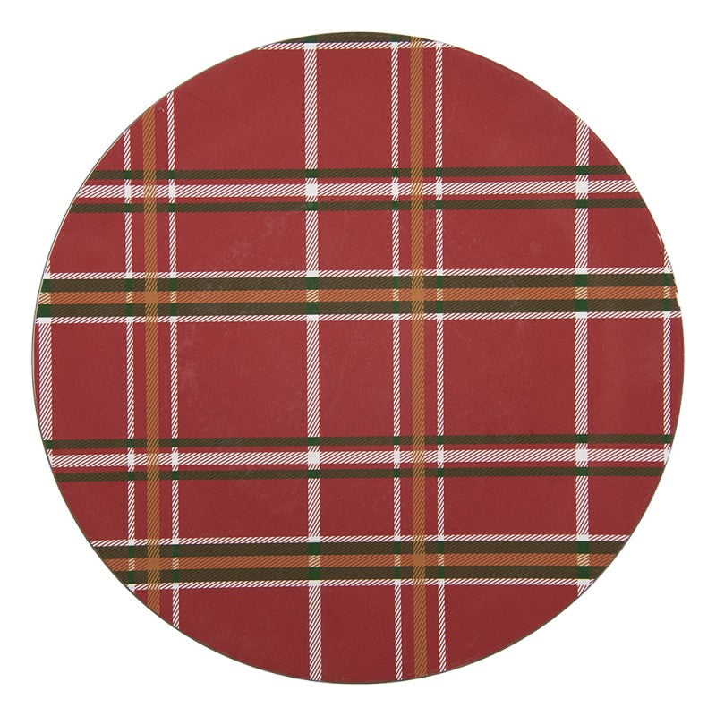 Sottopiatto Natalizio Clayre & Eef Ø33 cm in Melamina Fantasia Tartan Rosso