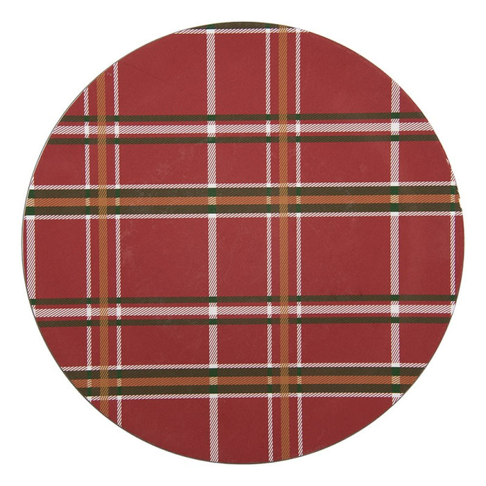 Sottopiatto Natalizio Clayre & Eef Ø33 cm in Melamina Fantasia Tartan Rosso