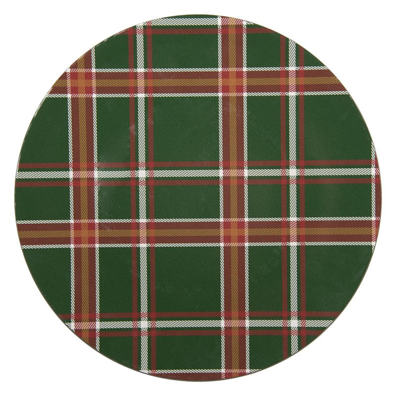 Sottopiatto Natalizio Clayre & Eef Ø33 cm in Melamina Fantasia Tartan Verde