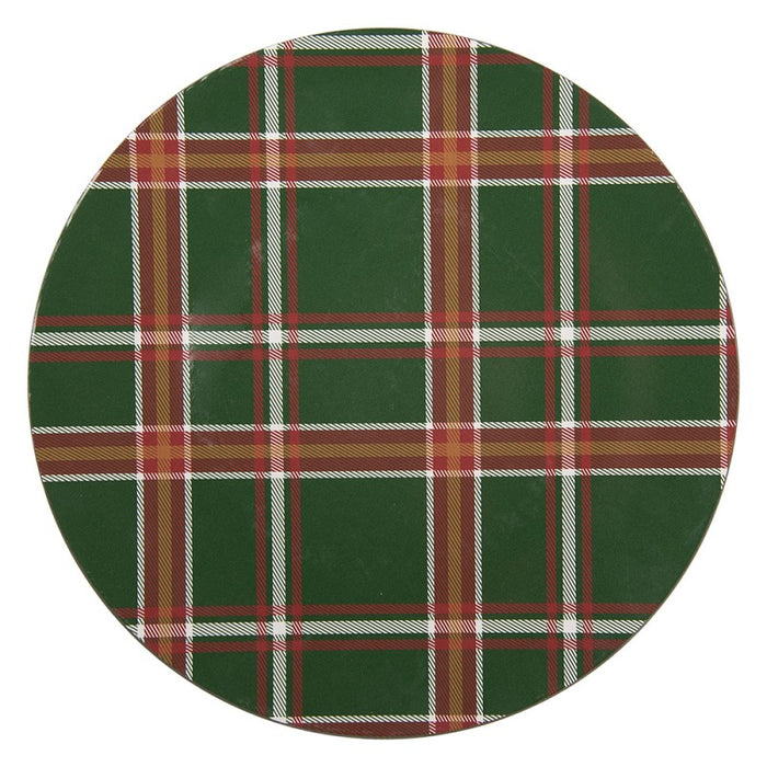 Sottopiatto Natalizio Clayre & Eef Ø33 cm in Melamina Fantasia Tartan Verde