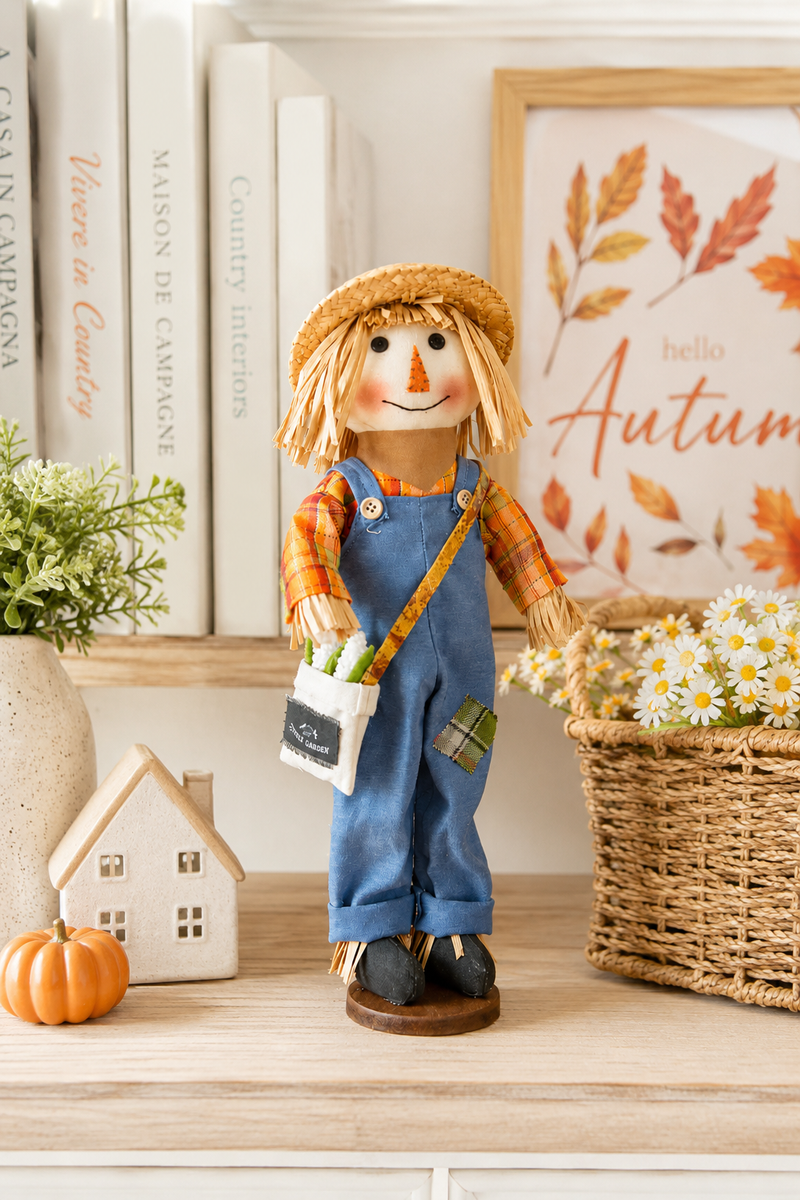 Spaventapasseri Decorativo Autunnale in Tessuto 36,5 cm