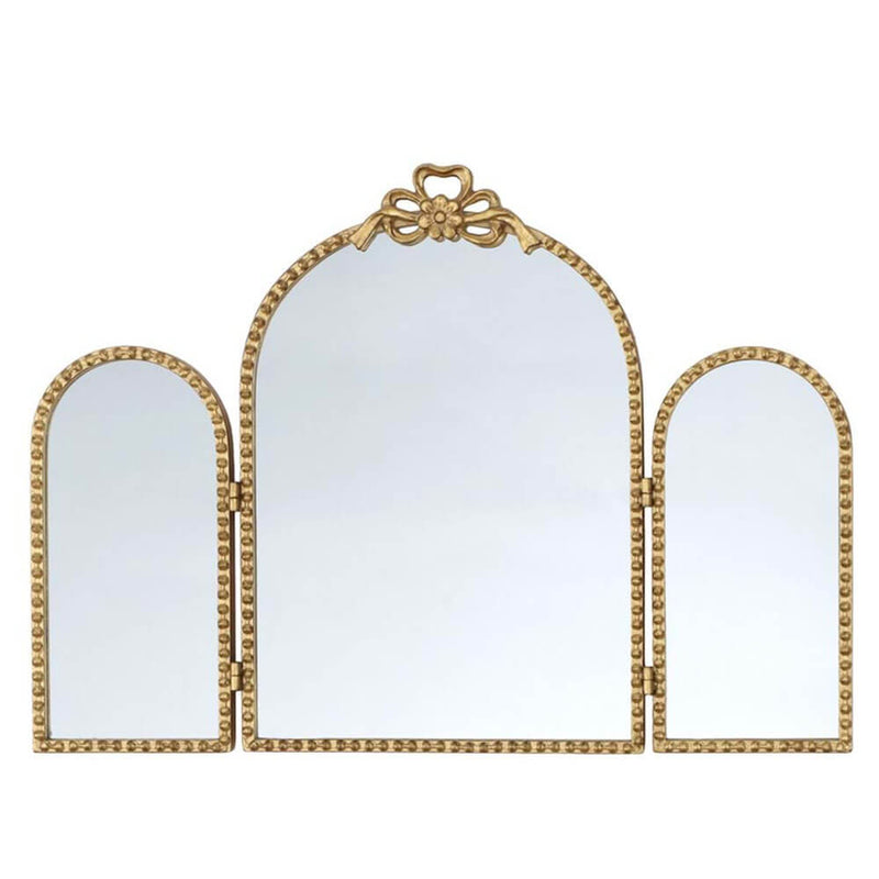 Specchio Tris ad Arco Dorato con Fiocco Nodo d'Amore Blanc Mariclò